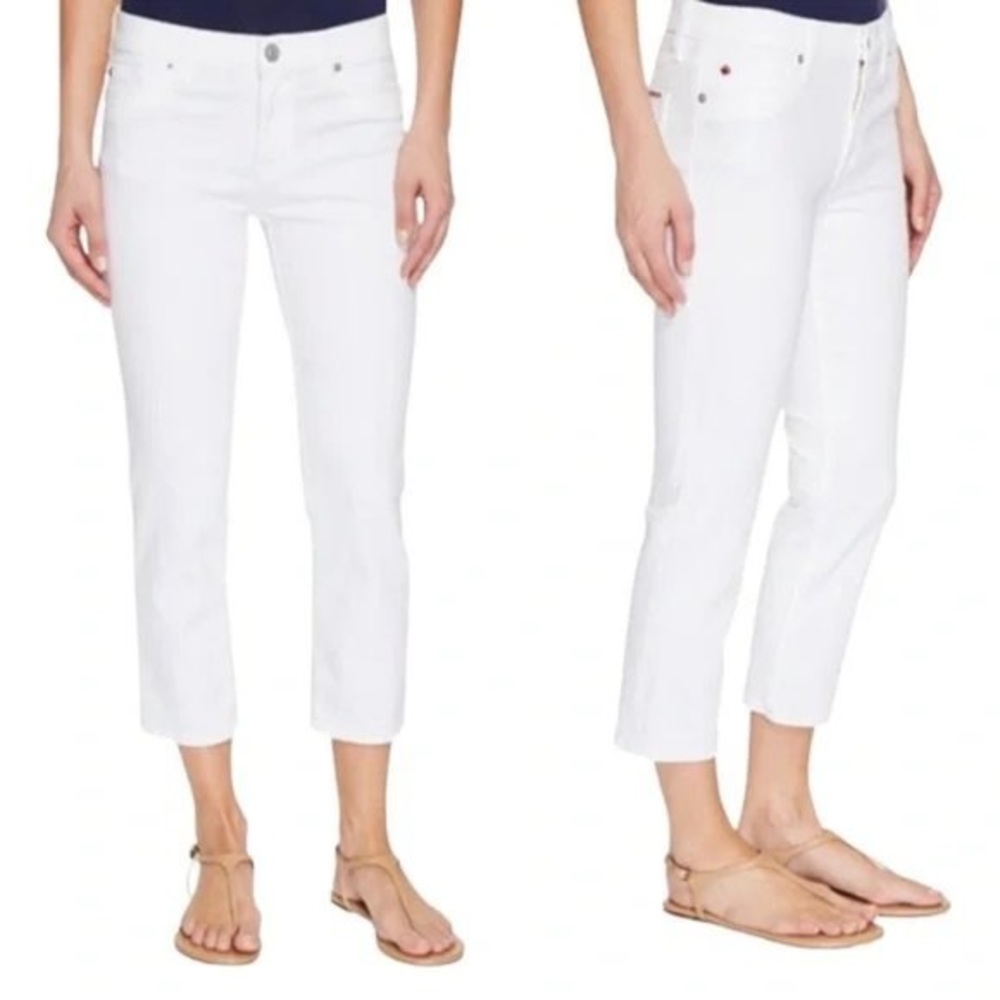Hudson Crop Fallon Straight White Jeans Size 30